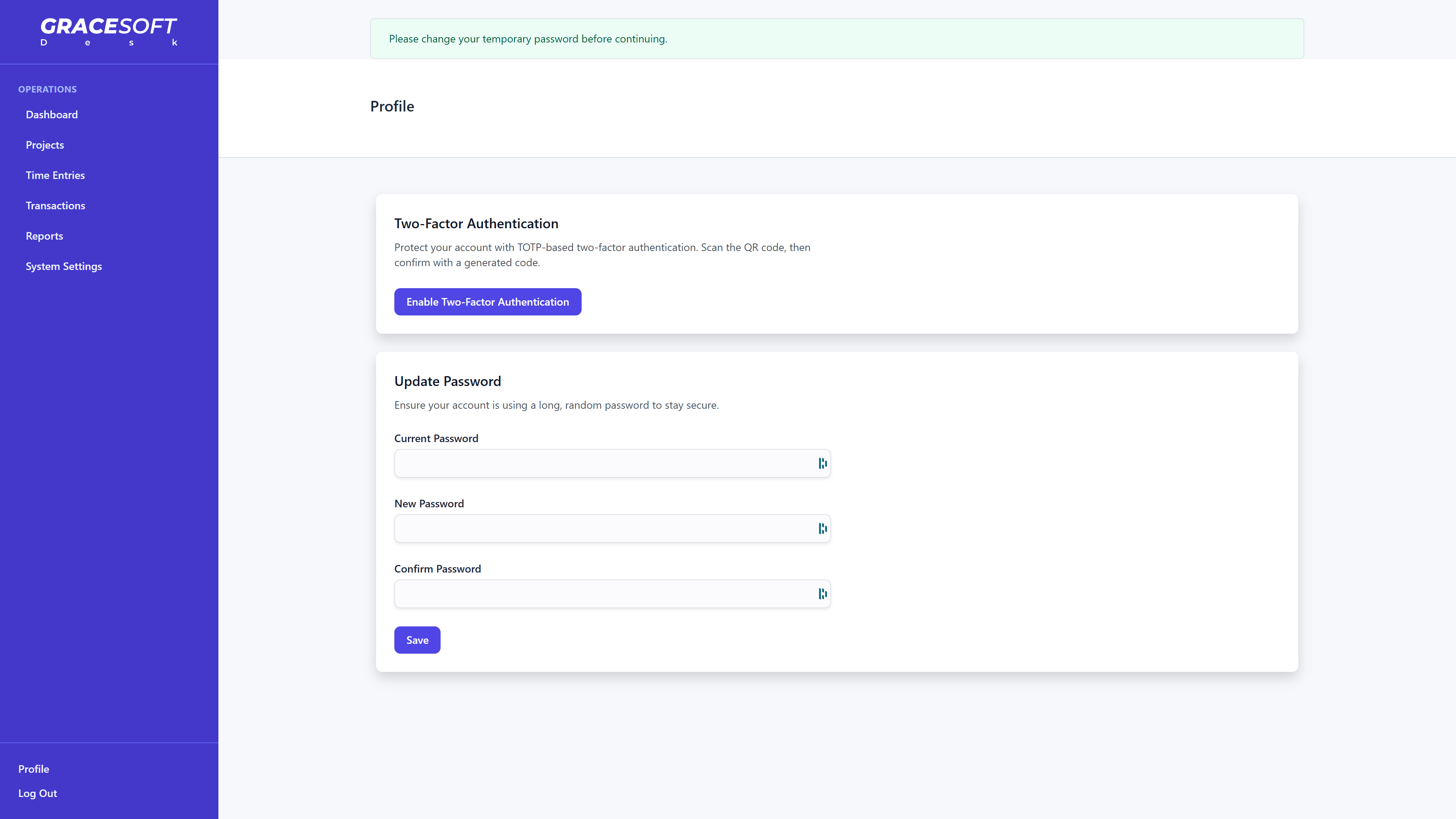 2FA and security settings
