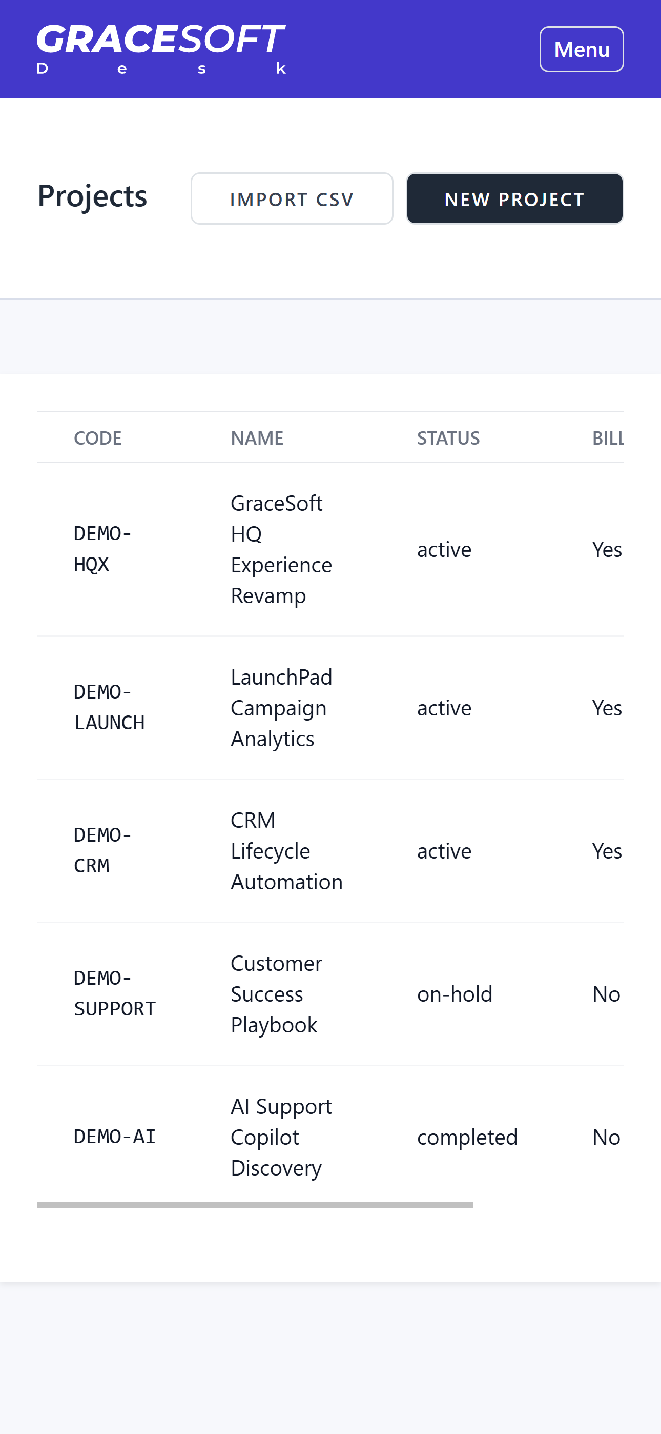 Projects on mobile